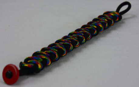black with autism tiger stripe paracord bracelet with red button in the corner