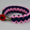 Gold, Soft Pink, and Navy Blue Paracord Bracelet | Multi Color w/ Red Button - Image 2