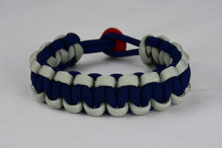 navy blue grey and navy blue paracord bracelet unity band with red button back, picture of a navy blue grey and navy blue paracord bracelet unity band with red button fastener in the back on a white background