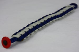 navy blue grey and navy blue paracord bracelet unity band with red button corner