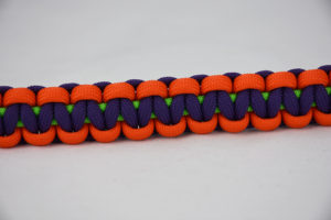 neon green orange and purple paracord unity band across the center