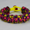 neon yellow purple and yellow camouflage pink and purple camouflage paracord bracelet unity band with red button back, picture of a neon yellow purple and yellow camouflage pink and purple camouflage paracord bracelet unity band with red button fastener