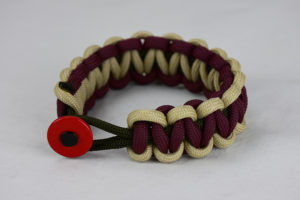 od green desert sand and burgundy paracord bracelet unity band with red button in the front
