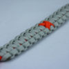 orange and grey leukemia support paracord bracelet with red button corner and orange ribbon
