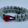 Black, and Grey POW MIA Support Paracord Bracelet w/ Red Button & Black Ribbon - Image 2