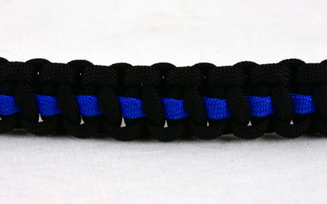 black paracord bracelet with blue line in the center