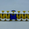 navy blue white and yellow anti bullying paracord bracelet with blue ribbon in the center