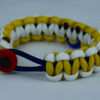 Navy Blue, White, and Yellow Anti-Bullying Paracord Bracelet w/ Red Button & Blue Ribbon - Image 2