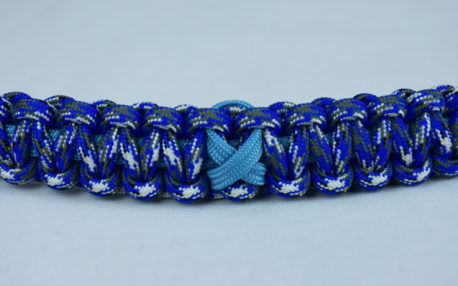 tarheel blue and blue camouflage prostate cancer support paracord bracelet with tarheel blue ribbon