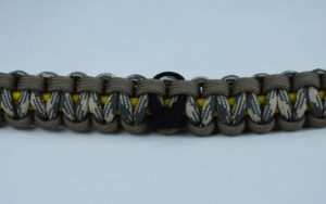 yellow tan and desert sand foliage camouflage pow mia support paracord bracelet with black ribbon center